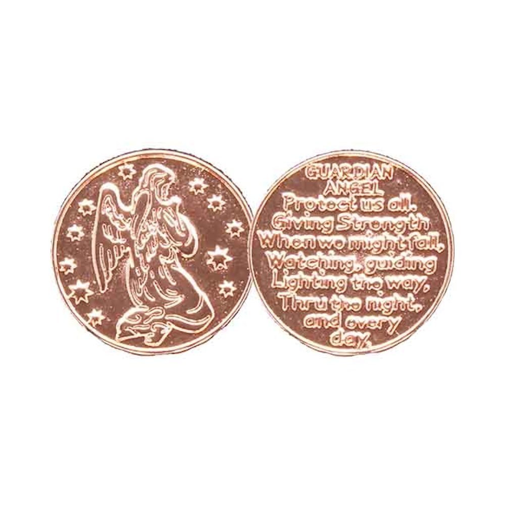 Guardian Angel Protect Us Coins, Gold Praying Angel, Pack of 10 Coins