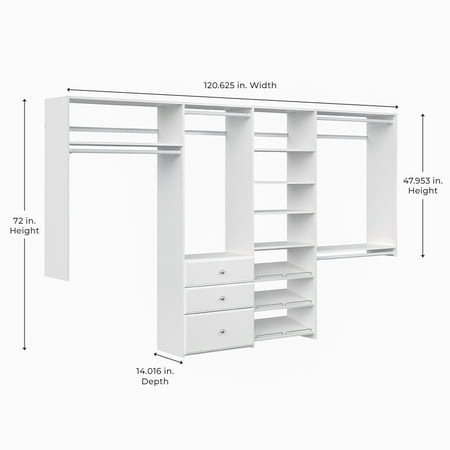 Easy Track - Dual Tower Closet Storage Organizer with Shelves and Drawers - White