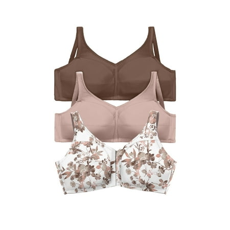 

Comfort Choice Women s Plus Size 3-Pack Front-Close Cotton Wireless Bra Bra