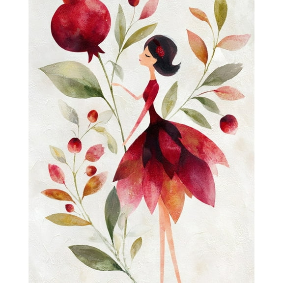 Paint by Numbers for Adults Kids Beginner Pomegranate Fairy DIY Acrylic Painting by Numbers Kits with Brushes Acrylic Pigment Home Decoration Gifts 16 x 20 inch