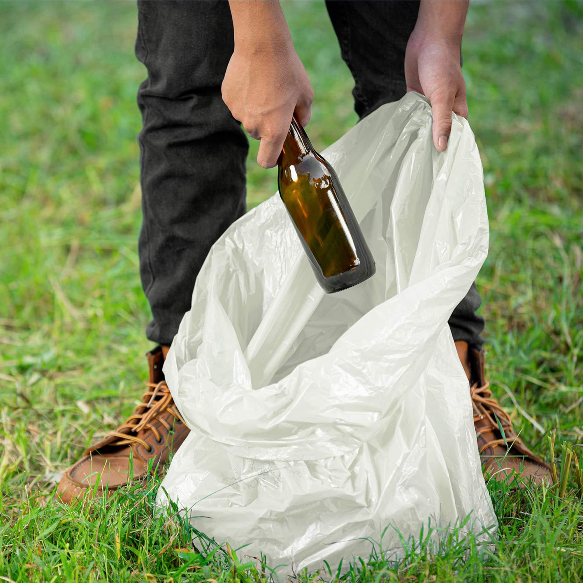 Clear Trash Bags, High Density Polyethylene Liners, 2000 Count, 17 x 18 in