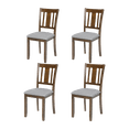 thumbnail image 4 of Hassch Dining Chairs Set of 4, Wood Side Chair with Padded Seat, Linen Fabric Armless Chair for Kitchen, Living Room, Walnut, 4 of 8