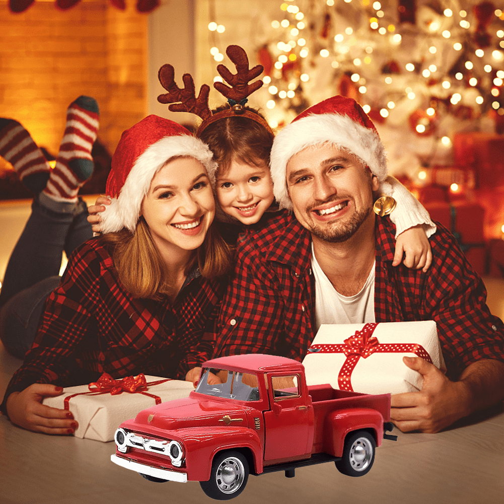 HYPERLIVING 1:32 Alloy Kids Car Toy Driveable, Car Door Can Open, Little Blue Truck Toy for Toddlers 2-8 Years Old Boys Girls Kids, Easter Christmas Birthday Gifts (Red Truck)