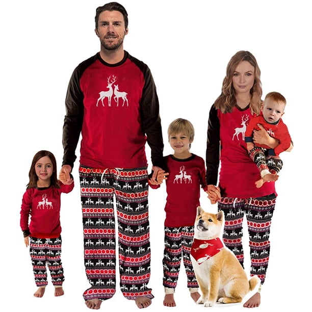 Conjuntos de pijamas navideños para la familia Ropa de dormir a juego para parejas Elk Holiday Trajes de dos piezas Xemadio CJWUS-3149
