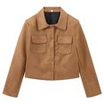 thumbnail image 3 of HH TRAF 2024 Chaqueta de gamuza de otoño para mujer Moda Sólido Un Solo Pecho Cárdigan Corto Tops Mujer Abrigo Superior Versátil Femenino, 3 of 5
