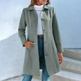 thumbnail image 4 of Akafmk Plus Size Womens Peacoats,Winter Wool Coats,Women's Solid Color Elegant Breasted Long Sleeved Lapel Winter Coat Pea Woolen Coat Jacket Loose Trench Coat, 4 of 5
