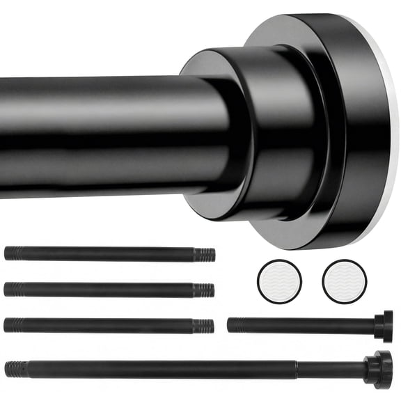 Riousery Adjustable Shower Curtain Rod, 27-76 inch Spring Tension, No-Drill 201 Stainless Steel, Rust-Resistant for Bathroom, Black