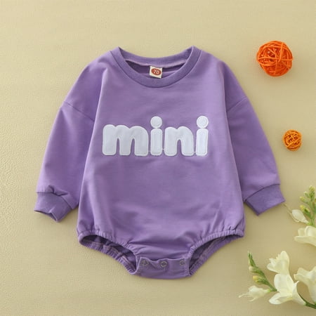 

Toddler Winter Long Sleeve Romper Bodysuit Boys Girls Cartoon Letter Prints For Babys
