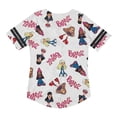 thumbnail image 4 of Bratz Dolls Women's Baseball Jersey, Printed Allover Cartoon Bratz Baseball Shirt White Black - L, 4 of 7