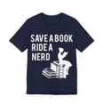 thumbnail image 3 of Book Nerd T-Shirt, Save a book ride a nerd, funny book lover unisex tee, 3 of 4