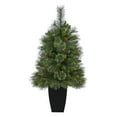 thumbnail image 3 of Nearly Natural 3.5ft. Golden Tip Washington Pine Artificial Christmas Tree with 50 Clear Lights, Pine Cones and 148 Bendable Branches in Black Metal Planter, 3 of 6