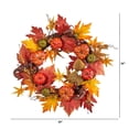 thumbnail image 3 of Pemberly Row 24" Autumn Pumpkin and Berries Artificial Fall Wreath in Orange, 3 of 4