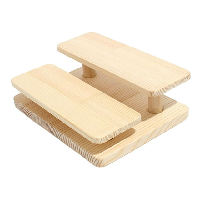Wooden Riser Display Stand Collective Figurine Countertop Step Riser Craft Shows Decorative Desktop Shelves for Perfumes Cupcakes Decoration 2 Tier