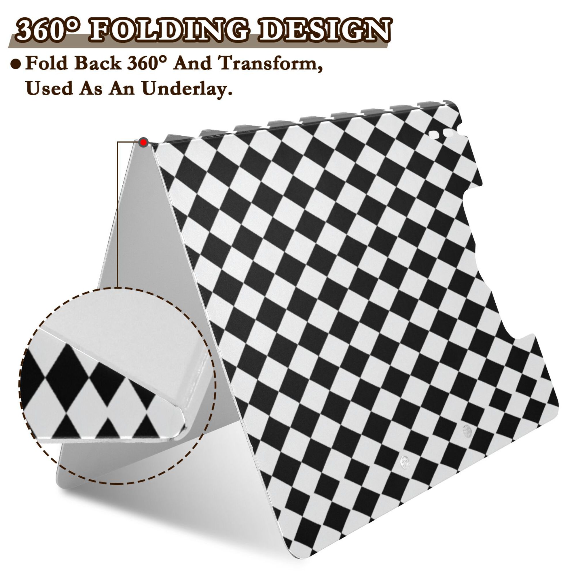 FORMRS A4 Clipboard Folder with Pen Holder Horizontal Foldable School Office Binder, Black and White Geometric