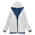 thumbnail image 4 of QQAMB Womens Fleece Jacket Hoodie Warm Sherpa Lined Zip Up Solid Color Hooded Sweatshirts Winter Jacket Coats Navy S, 4 of 8
