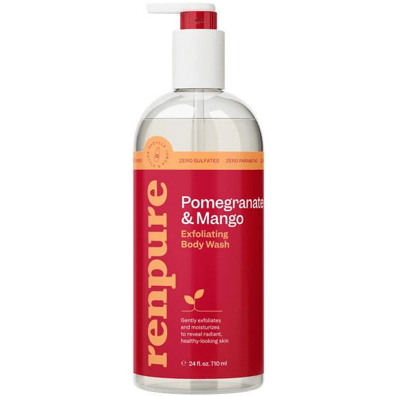 Renpure Pomegrante & Mango Exfoliating Body Wash for All Skin Types, 24 fl oz