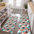 thumbnail image 2 of Orange Green White Checkerboard Checkered Pattern Kitchen Rugs Sets Of 3,Kitchen Runner Rugs Non Skid Washable,Decorative Kitchen Floor Mats for Kitchen,Sink,Laundry,17"x30"+ 17"x47" + 17"x59", 2 of 6