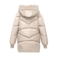 thumbnail image 4 of Lovskoo 2024 Womens Winter Coats Quilted Jacket Long Sleeve Cotton Padded Jacket with Hood Thick Fleece Warm Outerwear Coat White, 4 of 8