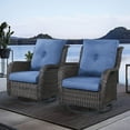 thumbnail image 4 of Gymojoy  Outdoor Wicker Rocking Lounge Chairs with Swivel Base (Set of 2) Mix Grey-Baby Blue, 4 of 5