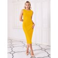 thumbnail image 2 of DARING DIVA Sleeveless Sheath Boat Neck Pencil Dress 2XL Yellow, 2 of 6