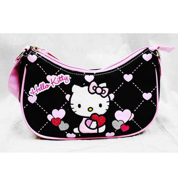 Handbag Hello Kitty Glitter Heart Black New Gifts Girls Purse Bag