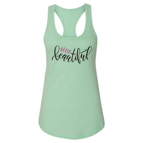 Hello Beautiful Lettering Style Tank Women -Image by Shutterstock, Female Large