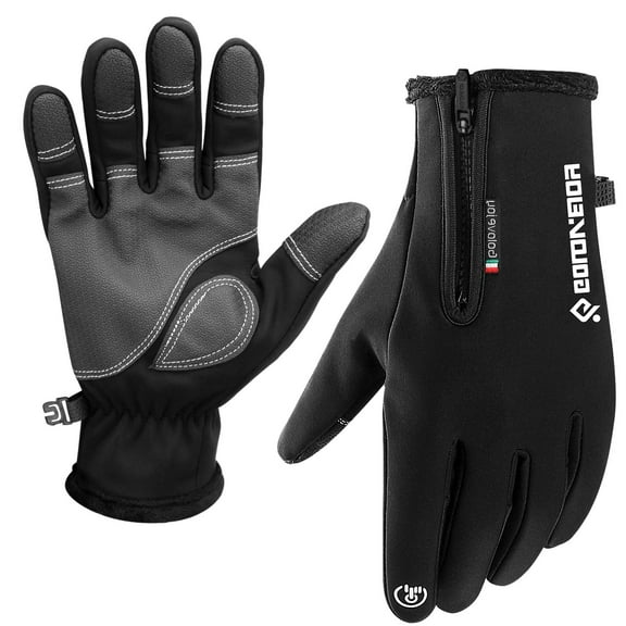 Htwon Winter Work Gloves Fleece Lined Warm Touch Screen Driving Gloves with Zipper Black S