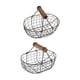 thumbnail image 1 of 2 cestas de frutas de malla metálica rústicas con asa de madera decorativas para el hogar Negro y Gris Negro, 1 of 9