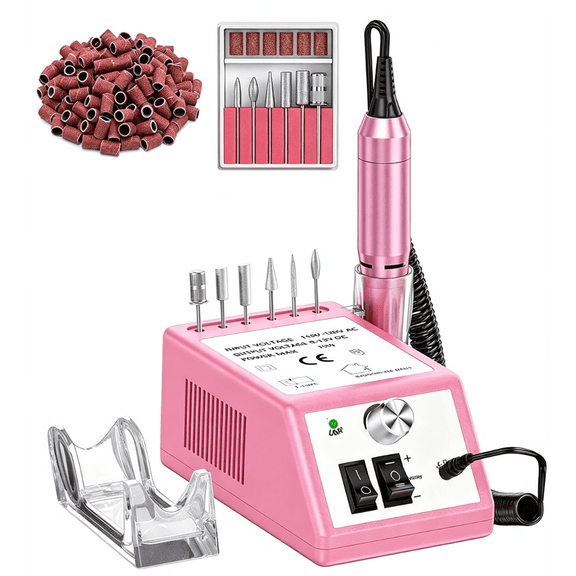 Sanie Professional Electric Nail Drill 20000RPM - Nail File Drill Kit for Acrylic & Gel Polish - Manicure Pedicure Drill with 6 Bits & 100 Bands - Low Noise Nail Drill Machine for Salon & Home