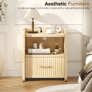 HIPPIY Co.ltd Fluted Nightstand with Charging Station,Wood Bedside Table Night Stand with Drawer and… — $89.99 (39% off)