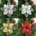 thumbnail image 4 of HUUXIW 10pcs Christmas Glittering White Gold Flowers,Artificial Flowers Wedding Decorations,Glitter Christmas Flowers for Christmas Tree Wreaths Garland Ornaments, 4 of 13