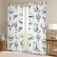 thumbnail image 2 of Homewish Sketch Cowboy Hot Boots Kitchen Curtains,Desert Cactus Black Out Curtains Pack of 2 (42x63 Each),White, 2 of 6