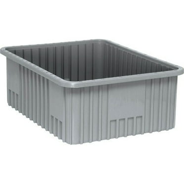Quantum Storage Systems Dividable Grid Container, 22-1by2"L x 17-1by2"W x 8"H - Gray, 3 Pack