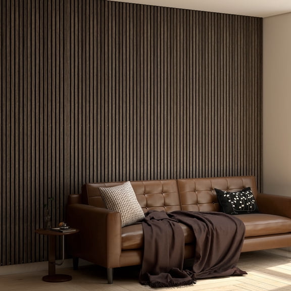 HOMCOM 95" x 8" 4 Pack Wood Wall Panels for Sound Absorbing, Acoustic Wood Panels for Interior Wall Decor, Ceiling, Walnut