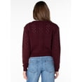 thumbnail image 3 of Celebrity Pink Women's Pointelle Crew Neck Cardigan Sweater, Sizes XS-XXXL, 3 of 11