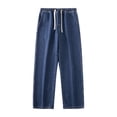 thumbnail image 3 of Mfakffe Baggy Jeans for Men Wide Leg Drawstring Elastic Waist Denim Pants Hip Hop Streetwear Casual Summer Jeans with Pockets, 3 of 5