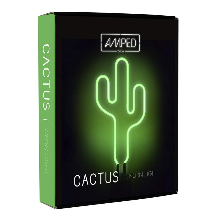 Amped & Co Cactus Neon Desk Light, LED Decorations, Aesthetic