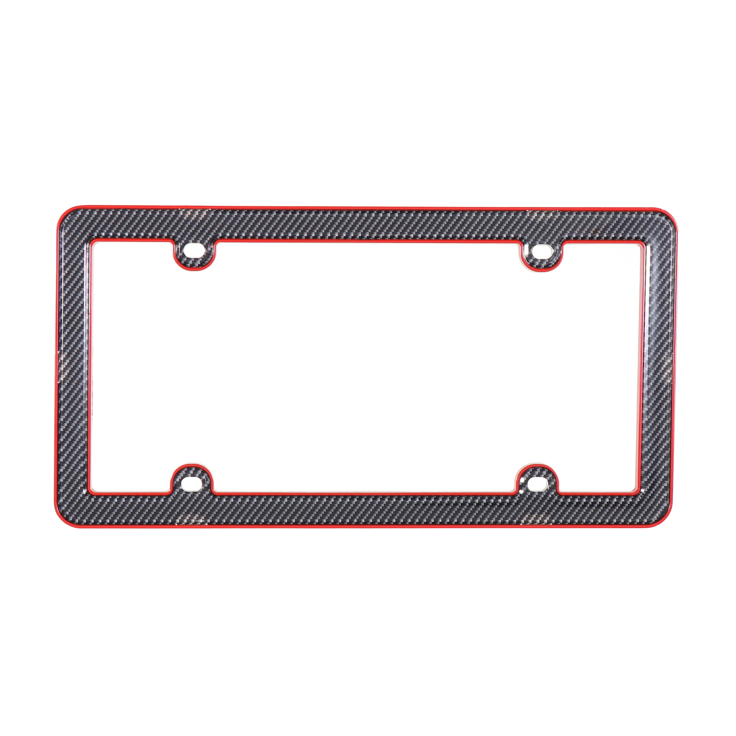 Auto Drive Carbon Fiber Automotive License Plate Frame,  Red and Black