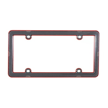 Auto Drive Carbon Fiber Automotive License Plate Frame,  Red and Black