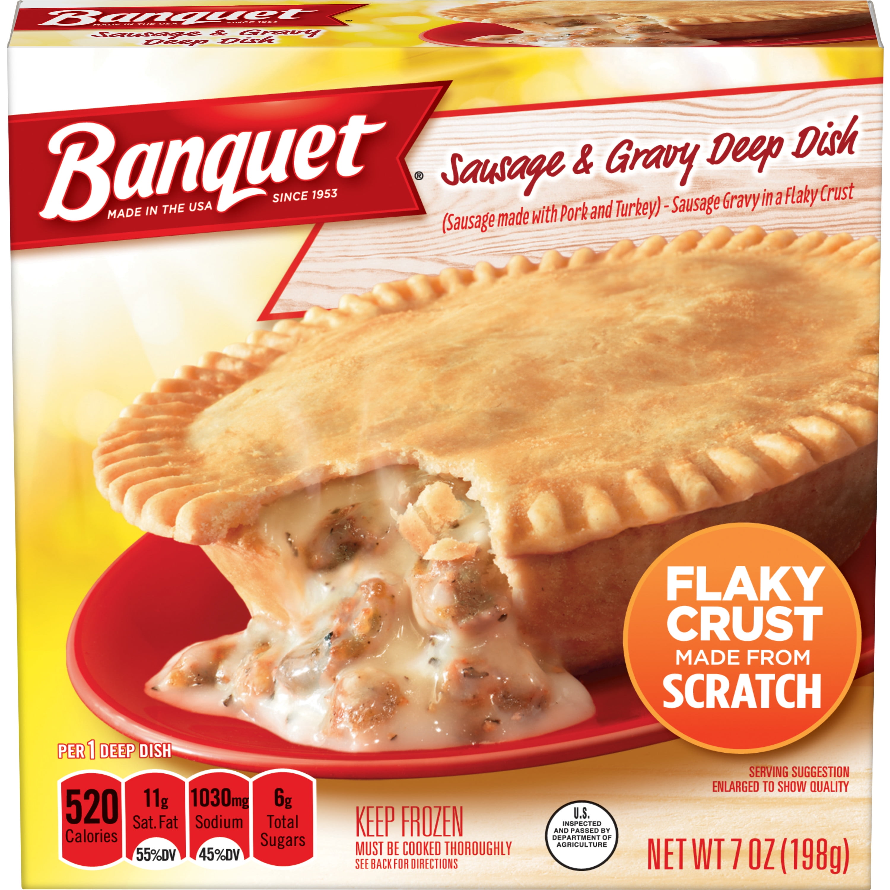 Banquet Frozen Pot Pie Breakfast Deep Dish Sausage & Gravy 7Ounce