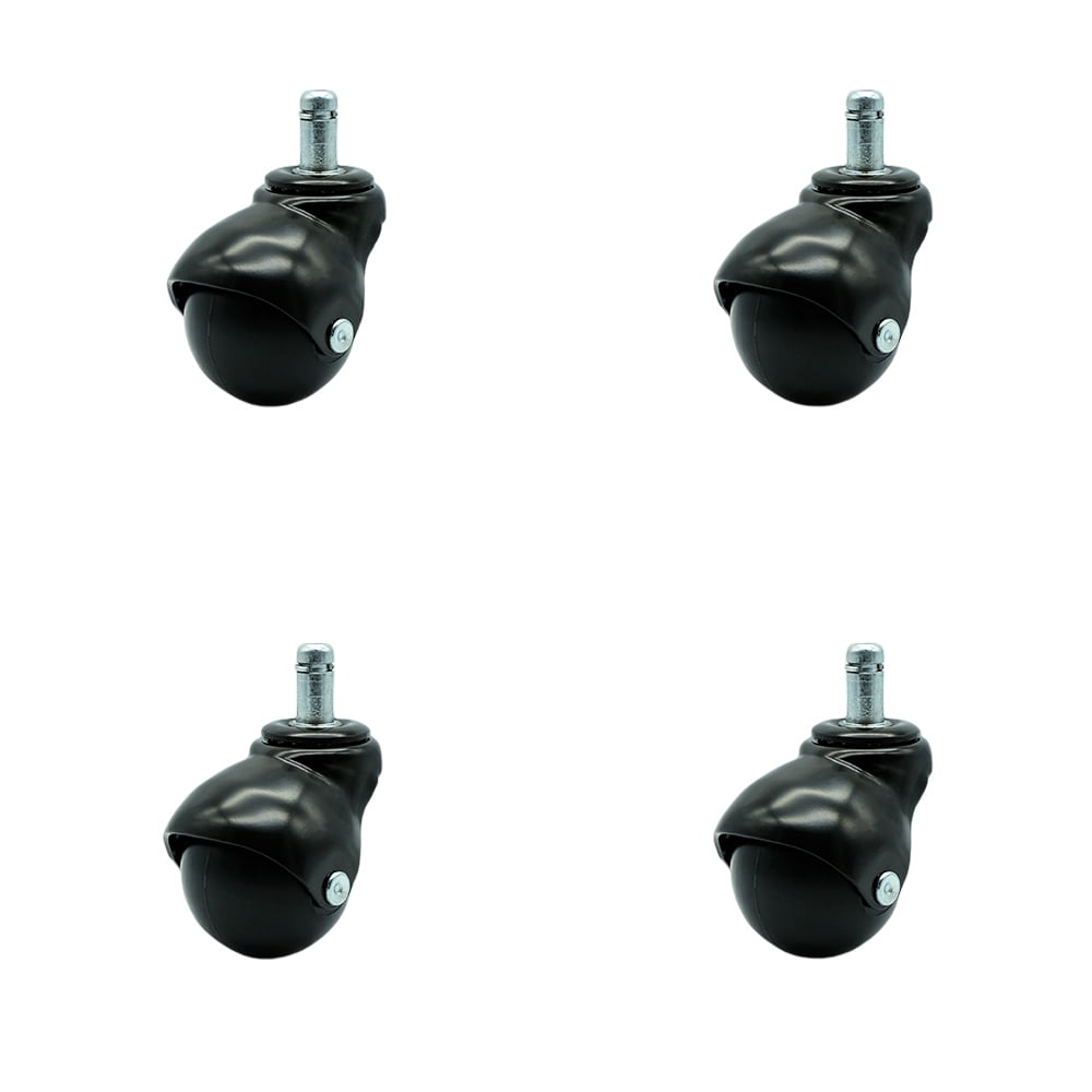 Service Caster Gloss Black Hooded 2 Inch Swivel Ball Casters with 7/16