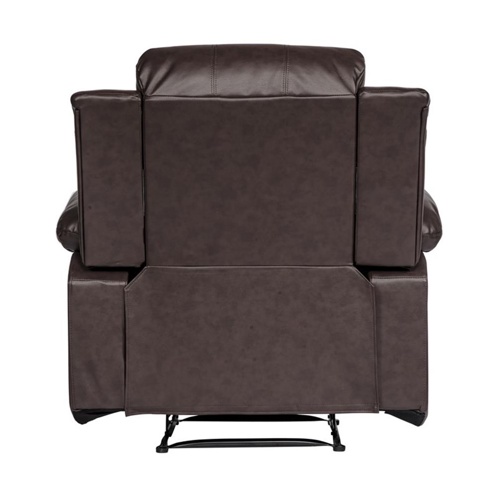 Pemberly Row Traditional Faux Leather Reclining Chair in Brown