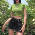 thumbnail image 2 of BAMAIA Femmes E-Girl Papillon Graphique et Lettre Impression Point Crop Tops Été O Cou Manches Courtes Crop Tee Top, 2 of 9