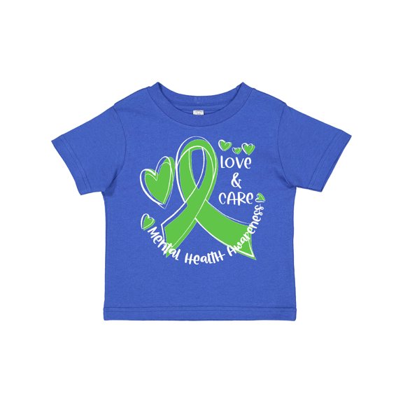 Inktastic Love and Care Mental Health Awareness Green Ribbon Boys or Girls Toddler T-Shirt