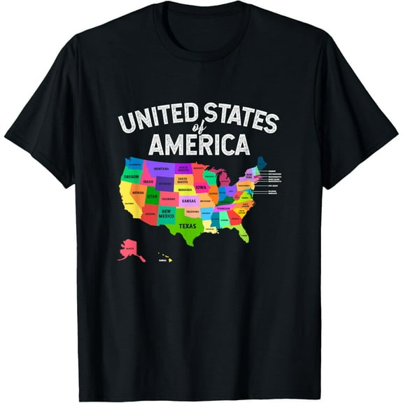 United States Map T Shirt USA T-Shirt for men, women kidsMen and women, Black T-shirt, size: Extra large