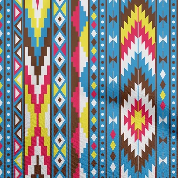 oneOone Cotton Poplin Blue Fabric Tribal Fabric For Sewing Printed Craft Fabric By The Yard 42 Inch Wide