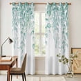 thumbnail image 3 of Eucalyptus Leaves Kitchen Curtains Window Panels, Turquoise Summer Botanical Weeping Insulated Window Treatment Curtain, Grommet Curtains for Bedroom/Living Room/Bathroom, 2 Piece 42"Wx84"L, 3 of 8