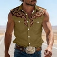 thumbnail image 2 of IWRICH Western Sleeveless Shirts for Men Plus Size Collared Button down Tank Tops Cowboys Fashion Casual Tops Khaki XXL, 2 of 4