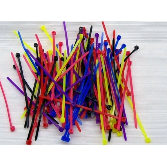 100 4" Cable Ties Zip Tie 4 Inch Mix (6 Different Colors) Nylon Craft Home Shop
