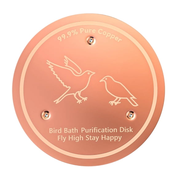 Bird Bath Purification Disk 4" Copper Algae Control Cleaner Rustproof Decorative Bird Bath Accessory with Bird Designs for Outdoor Garden Backyard